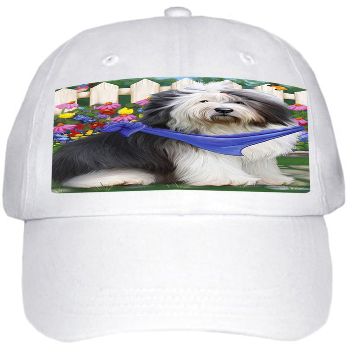 Spring Floral Old English Sheepdog Ball Hat Cap HAT53490