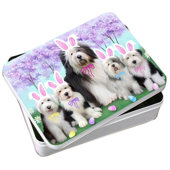 Old English Sheepdogs Easter Holiday Photo Storage Tin PITN49192