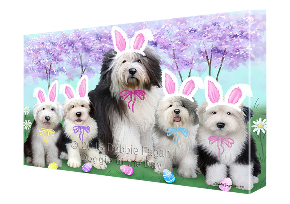 Old English Sheepdogs Easter Holiday Canvas Wall Art CVS58341