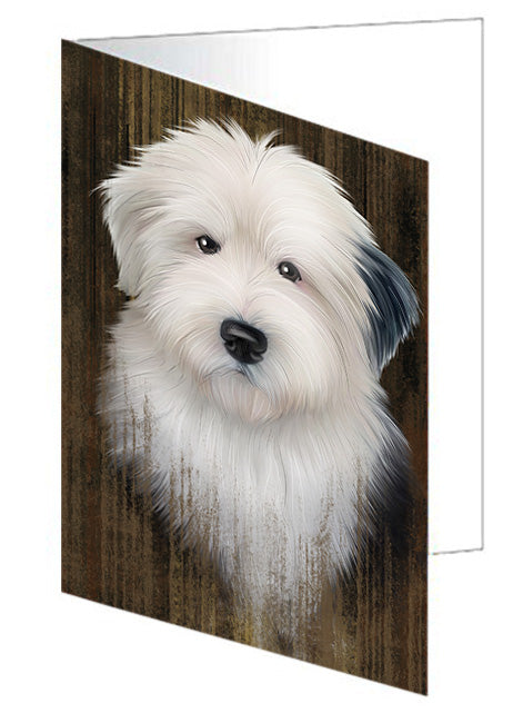 Rustic Old English Sheepdog Handmade Artwork Assorted Pets Greeting Cards and Note Cards with Envelopes for All Occasions and Holiday Seasons GCD55364