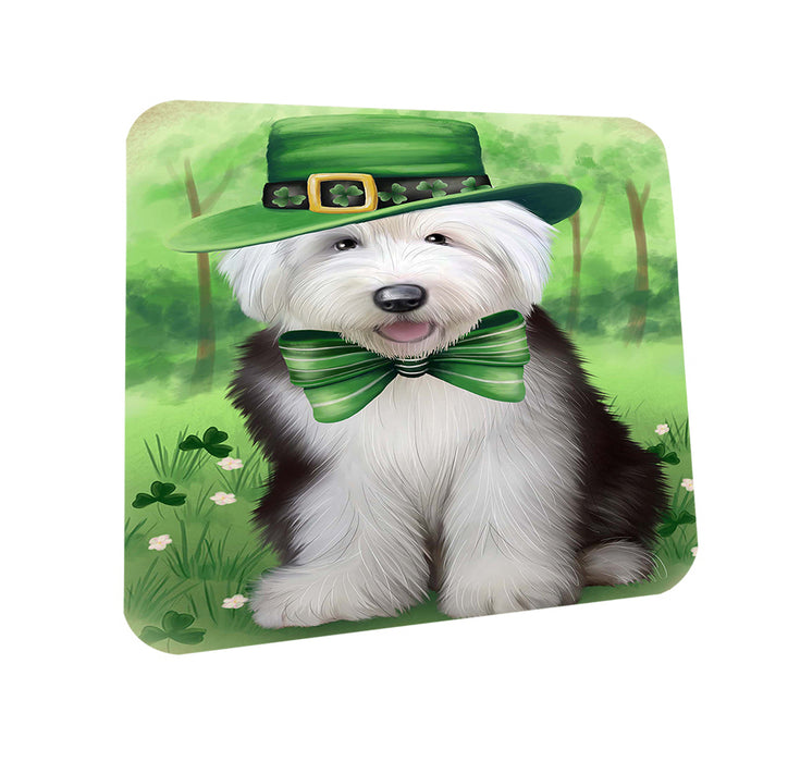St. Patricks Day Irish Portrait Old English Sheepdog Coasters Set of 4 CST48800
