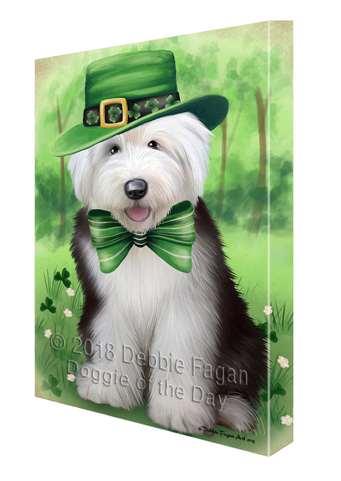 St. Patricks Day Irish Portrait Old English Sheepdog Canvas Wall Art CVS55182