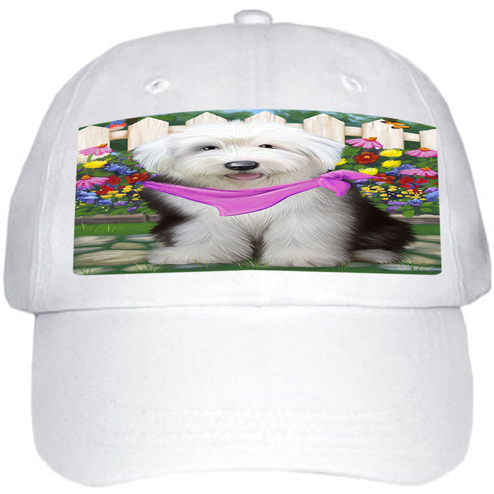 Spring Floral Old English Sheepdog Ball Hat Cap HAT53496