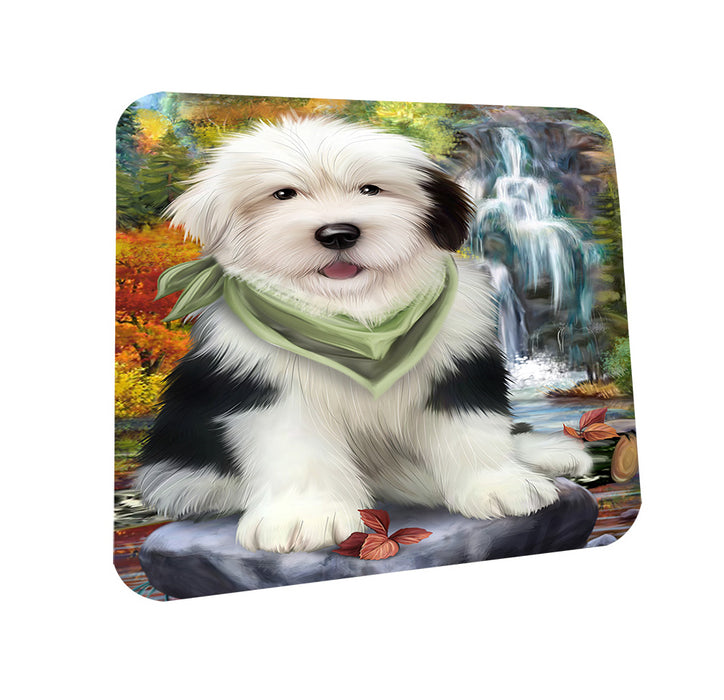 Scenic Waterfall Old English Sheepdog Coasters Set of 4 CST49421