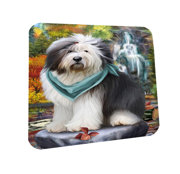 Scenic Waterfall Old English Sheepdog Coasters Set of 4 CST49422