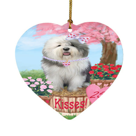 Rosie 25 Cent Kisses Old English Sheepdog Heart Christmas Ornament HPOR56333