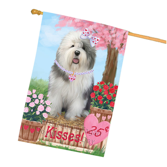 Rosie 25 Cent Kisses Old English Sheepdog House Flag FLG56661