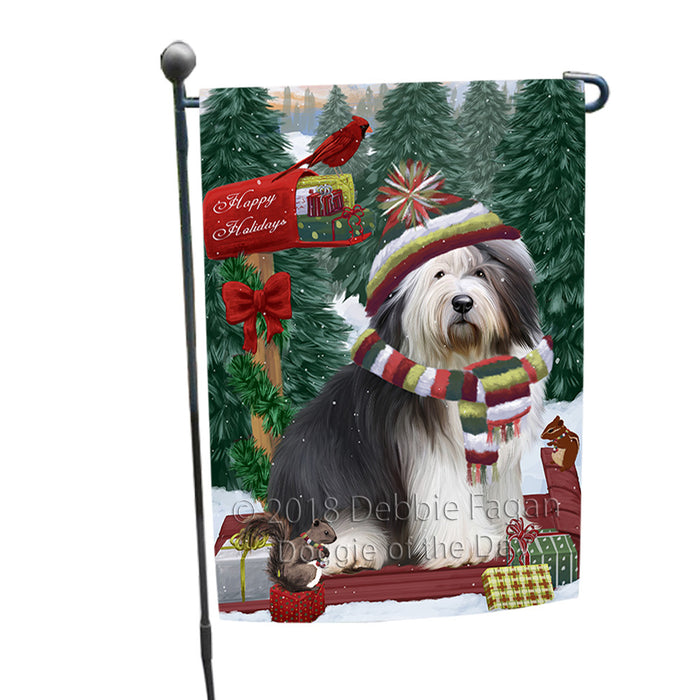 Merry Christmas Woodland Sled Old English Sheepdog Garden Flag GFLG55272