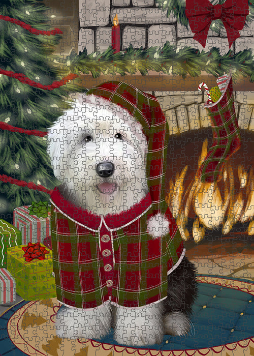 The Stocking was Hung Old English Sheepdog Puzzle with Photo Tin PUZL89676