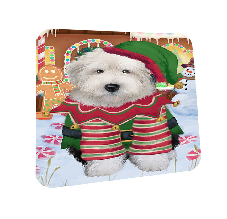 Christmas Gingerbread House Candyfest Old English Sheepdog Coasters Set of 4 CST56420