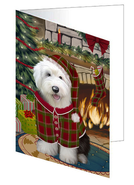The Stocking was Hung Affenpinscher Dog Handmade Artwork Assorted Pets Greeting Cards and Note Cards with Envelopes for All Occasions and Holiday Seasons GCD69944