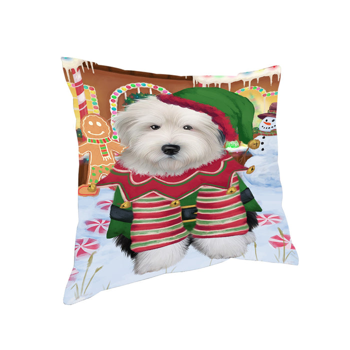 Christmas Gingerbread House Candyfest Old English Sheepdog Pillow PIL80140