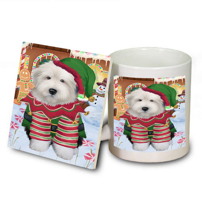 Christmas Gingerbread House Candyfest Old English Sheepdog Mug and Coaster Set MUC56454