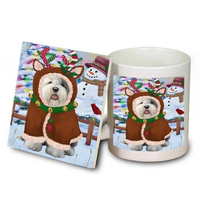 Christmas Gingerbread House Candyfest Old English Sheepdog Mug and Coaster Set MUC56455
