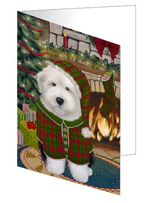 The Stocking was Hung Affenpinscher Dog Handmade Artwork Assorted Pets Greeting Cards and Note Cards with Envelopes for All Occasions and Holiday Seasons GCD69941
