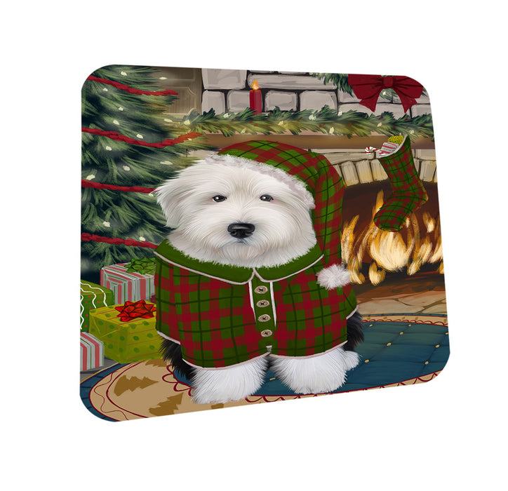 The Stocking was Hung Old English Sheepdog Coasters Set of 4 CST55327