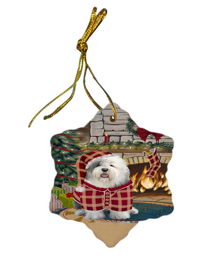 The Stocking was Hung Old English Sheepdog Star Porcelain Ornament SPOR55726