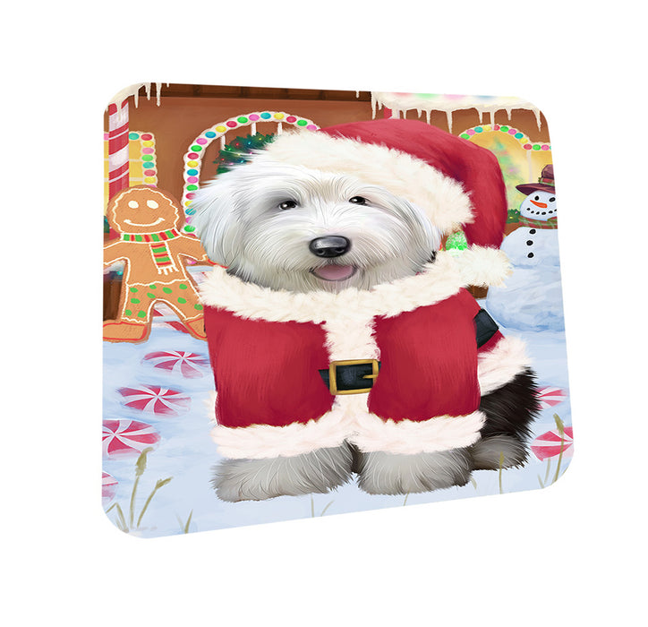 Christmas Gingerbread House Candyfest Old English Sheepdog Coasters Set of 4 CST56422