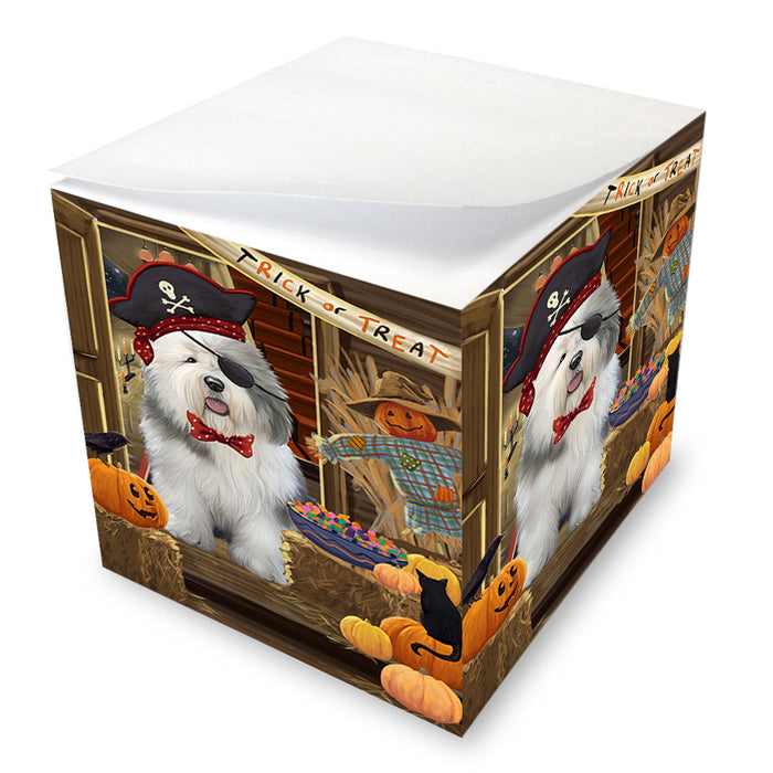 Enter at Own Risk Trick or Treat Halloween Old English Sheepdog Note Cube NOC53201