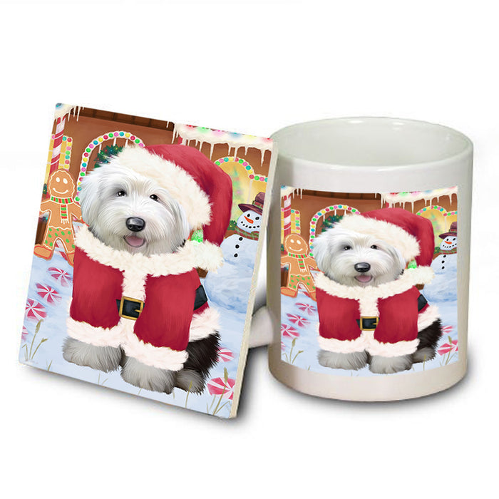 Christmas Gingerbread House Candyfest Old English Sheepdog Mug and Coaster Set MUC56456