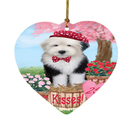 Rosie 25 Cent Kisses Old English Sheepdog Heart Christmas Ornament HPOR56335