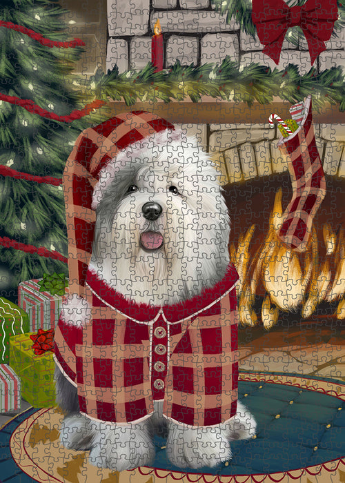 The Stocking was Hung Old English Sheepdog Puzzle with Photo Tin PUZL89684