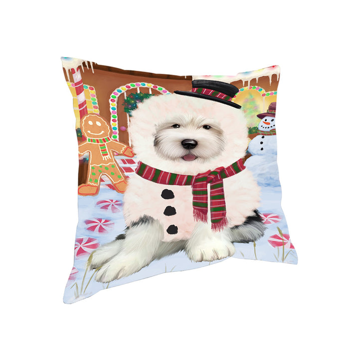 Christmas Gingerbread House Candyfest Old English Sheepdog Pillow PIL80152