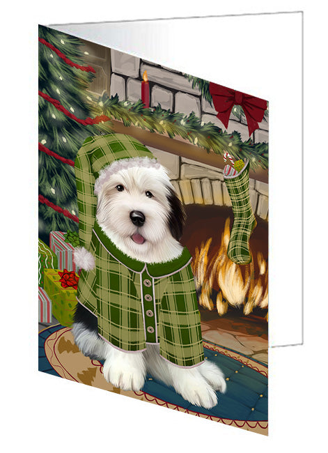 The Stocking was Hung Affenpinscher Dog Handmade Artwork Assorted Pets Greeting Cards and Note Cards with Envelopes for All Occasions and Holiday Seasons GCD69935