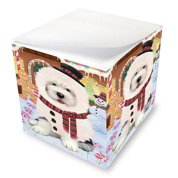 Christmas Gingerbread House Candyfest Old English Sheepdog Note Cube NOC54537