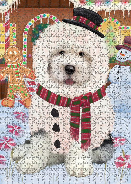 Christmas Gingerbread House Candyfest Old English Sheepdog Puzzle with Photo Tin PUZL94060