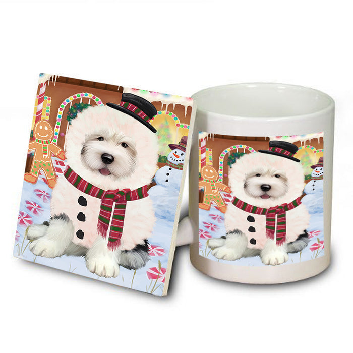 Christmas Gingerbread House Candyfest Old English Sheepdog Mug and Coaster Set MUC56457