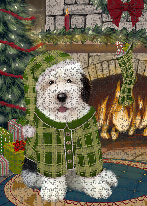 The Stocking was Hung Old English Sheepdog Puzzle with Photo Tin PUZL89688