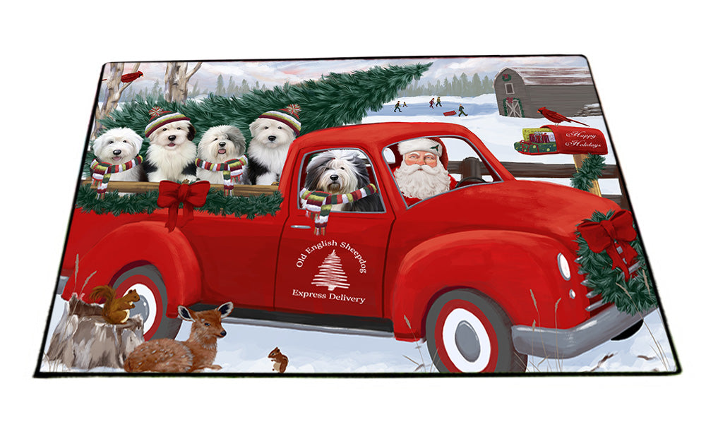 Christmas Santa Express Delivery Old English Sheepdogs Family Floormat FLMS52440