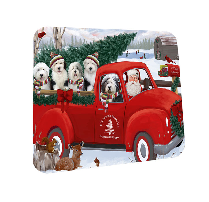 Christmas Santa Express Delivery Old English Sheepdogs Family Coasters Set of 4 CST55009