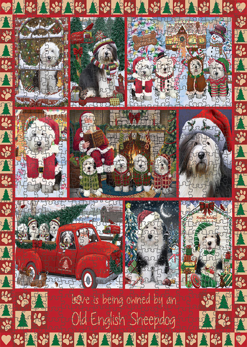 Love is Being Owned Christmas Old English Sheepdogs Puzzle with Photo Tin PUZL99436