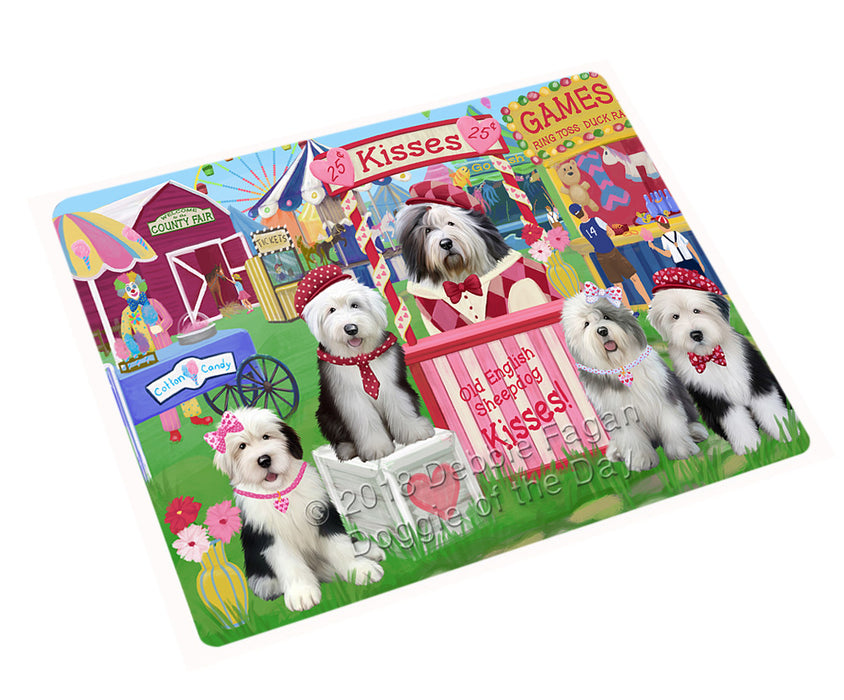 Carnival Kissing Booth Old English Sheepdogs Cutting Board C72867