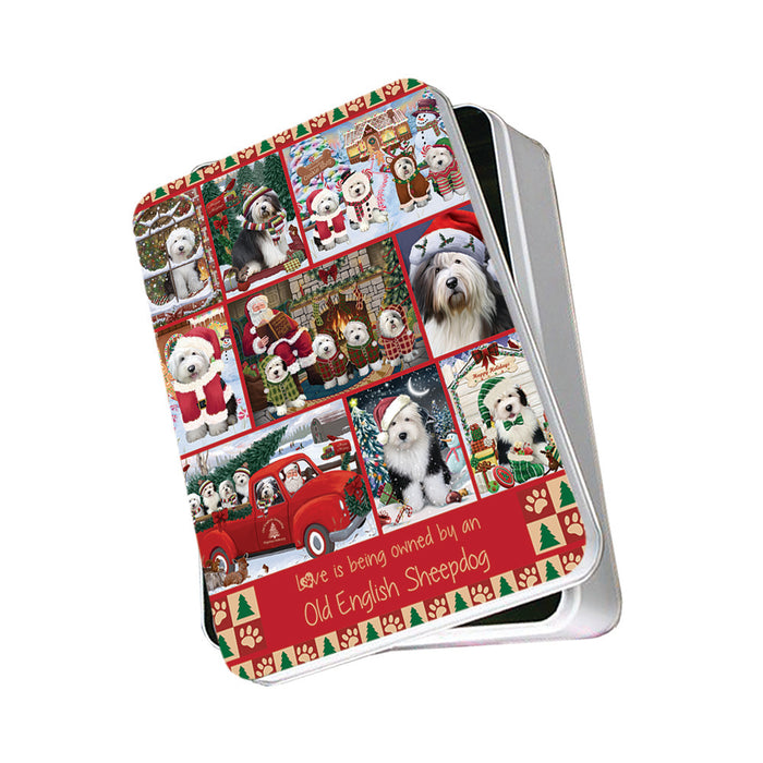 Love is Being Owned Christmas Old English Sheepdogs Photo Storage Tin PITN57183