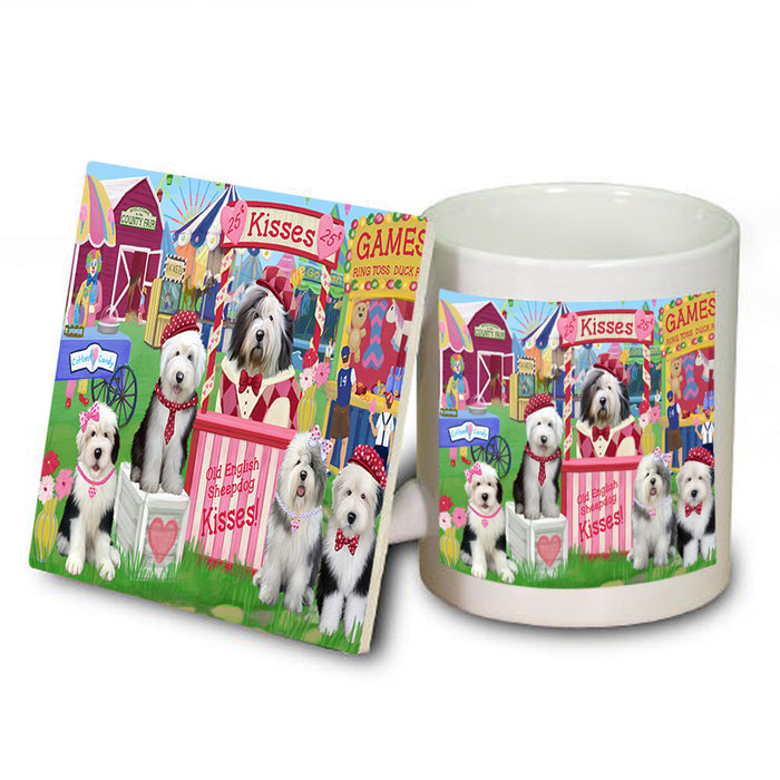 Carnival Kissing Booth Old English Sheepdogs Mug and Coaster Set MUC55902