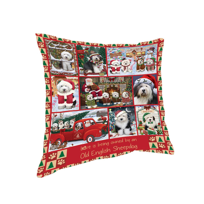 Love is Being Owned Christmas Old English Sheepdogs Pillow PIL85820
