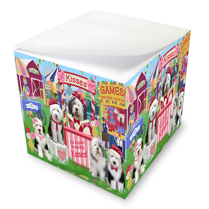 Carnival Kissing Booth Old English Sheepdogs Note Cube NOC53982