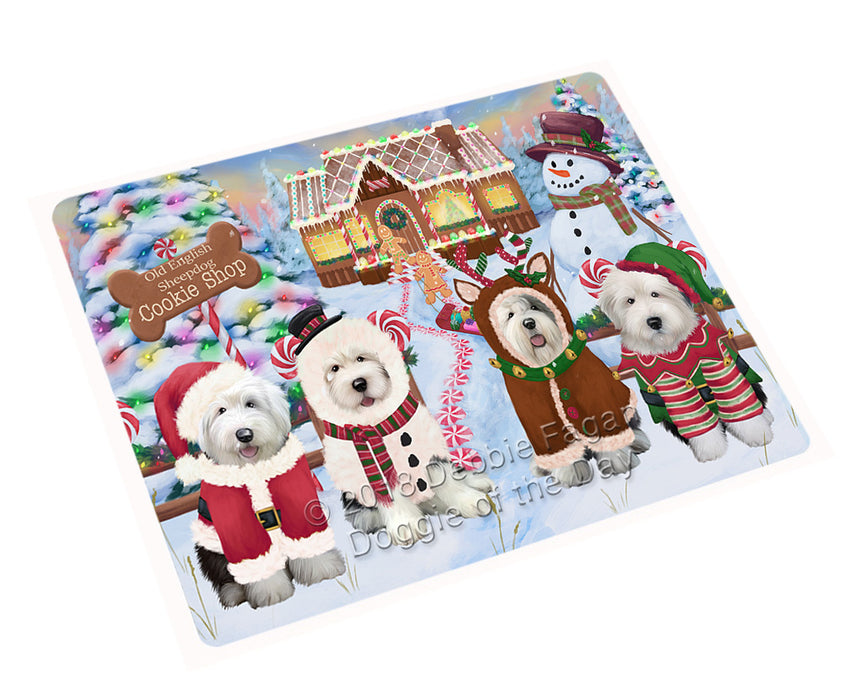 Holiday Gingerbread Cookie Shop Old English Sheepdogs Cutting Board C74655