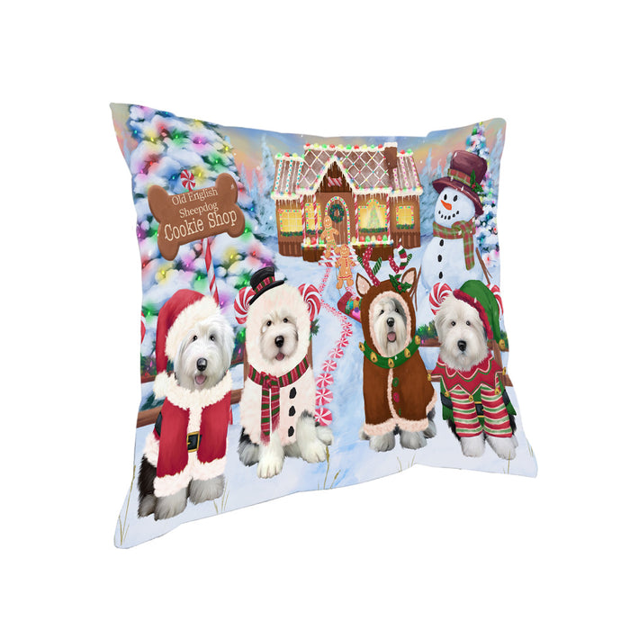 Holiday Gingerbread Cookie Shop Old English Sheepdogs Pillow PIL80316