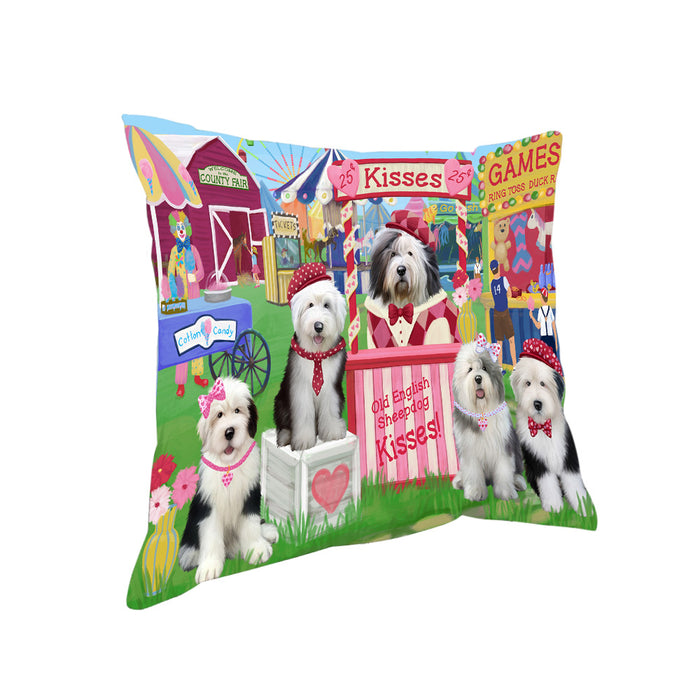 Carnival Kissing Booth Old English Sheepdogs Pillow PIL77932