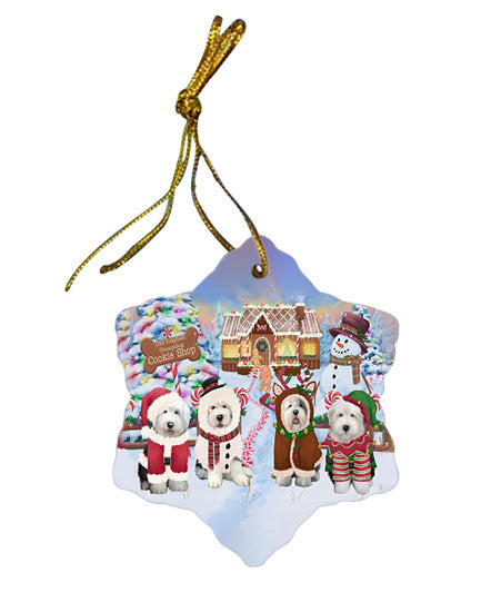 Holiday Gingerbread Cookie Shop Old English Sheepdogs Star Porcelain Ornament SPOR56862