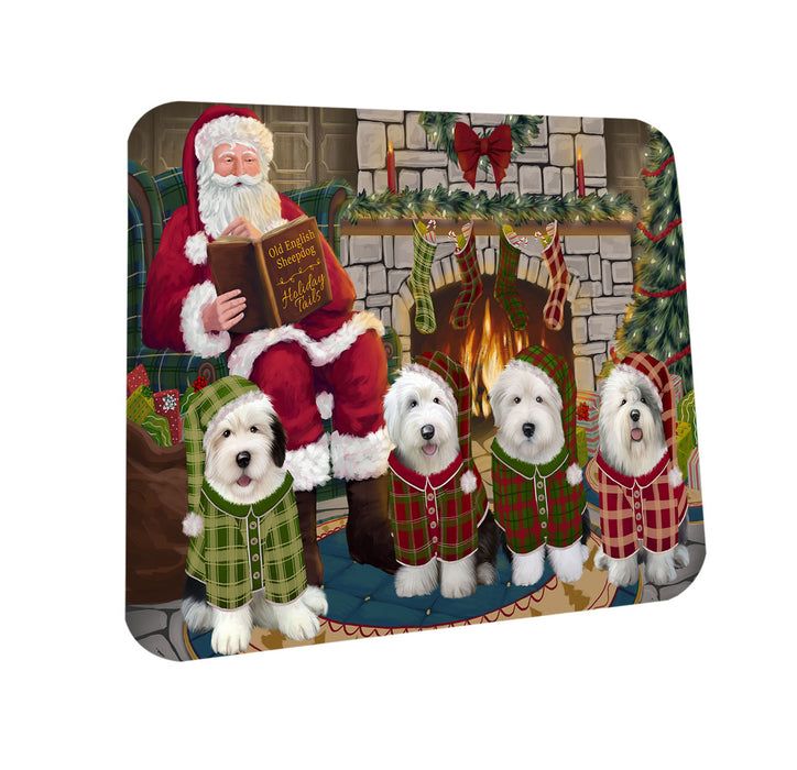 Christmas Cozy Holiday Tails Old English Sheepdogs Coasters Set of 4 CST55097