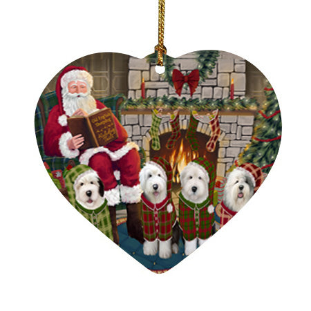 Christmas Cozy Holiday Tails Old English Sheepdogs Heart Christmas Ornament HPOR55495