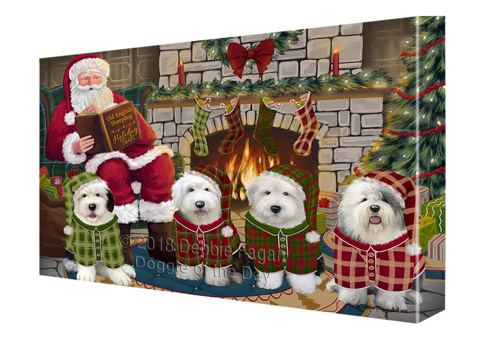 Christmas Cozy Holiday Tails Old English Sheepdogs Canvas Print Wall Art Décor CVS116180