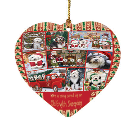 Love is Being Owned Christmas Old English Sheepdogs Heart Christmas Ornament HPOR57867