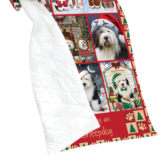 Love is Being Owned Christmas Old English Sheepdogs Quilt