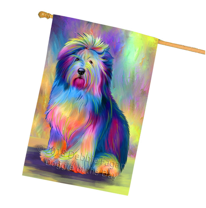 Paradise Wave Old English Sheepdog House Flag FLG57406